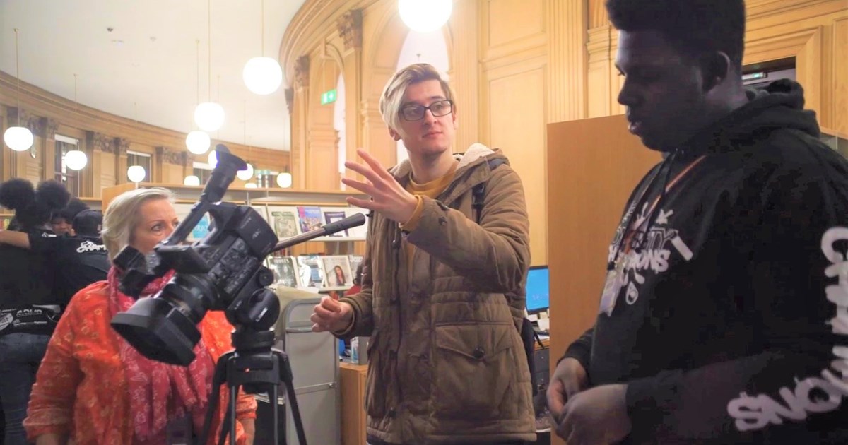 Josh Wilkinson, videographer based in Manchester working in Manchester Central Library